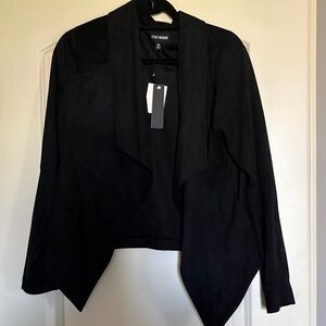 Steve Madden Black Draped Waterfall Blazer